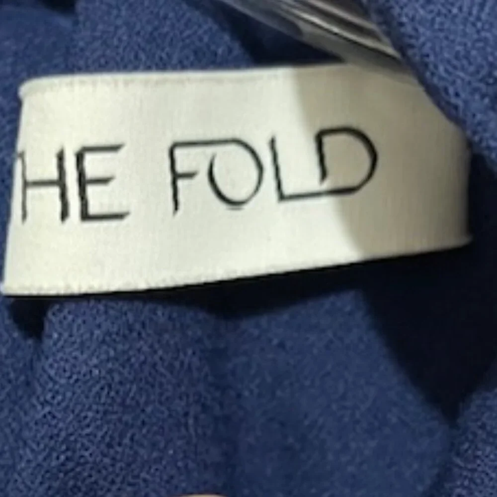 The Fold Size 8 Mock Ruffle Neck Long Sleeve Navy Virgin Wool Dress - Picture 4 of 7